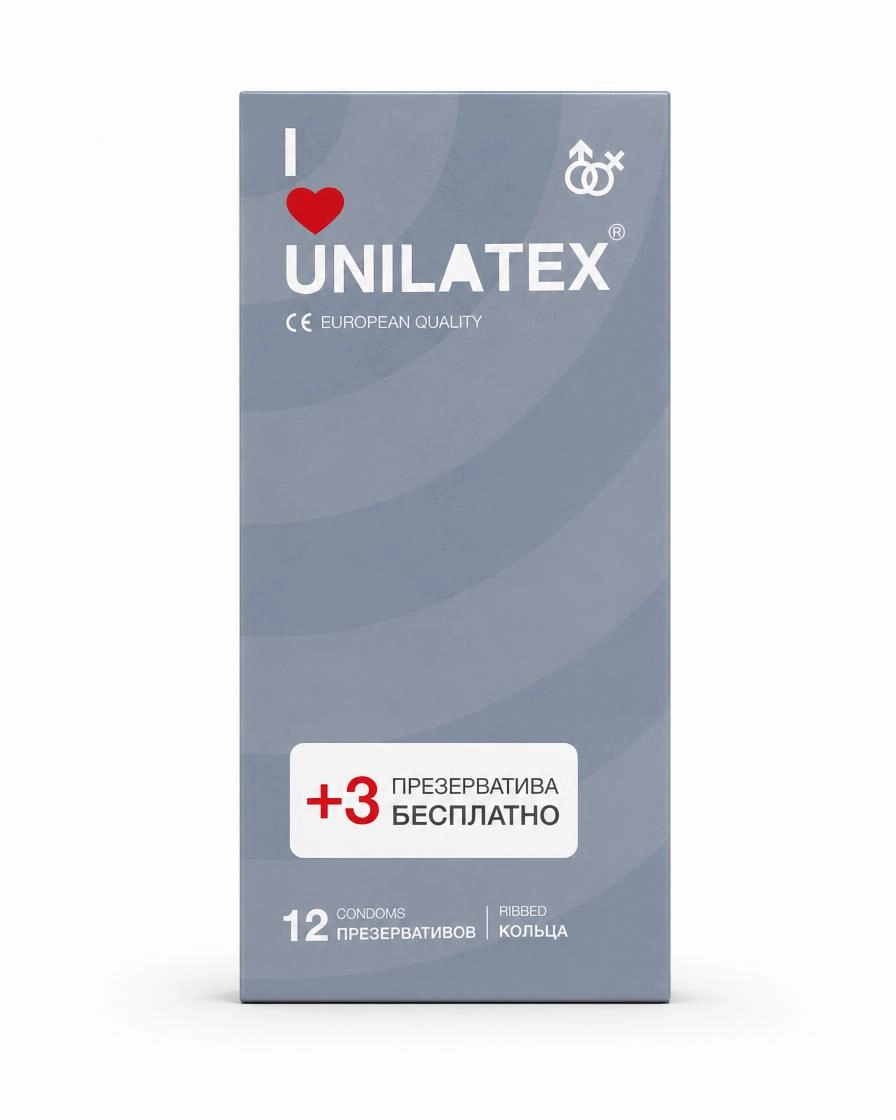 Unilatex Презервативы  Ribbed с рифленой поверхностью, 12 шт