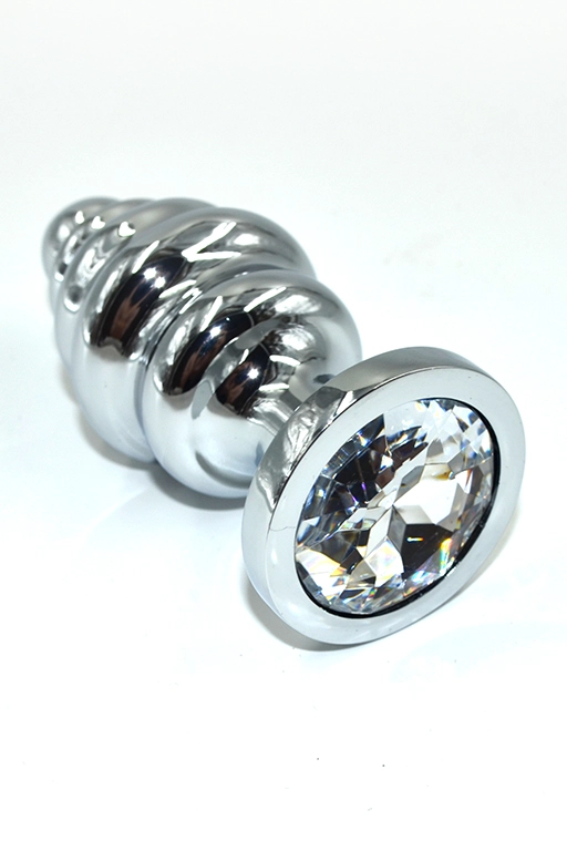 Анальная втулка Kanikule Plugs, металл, размер M, Ø 3,5 см, серебристый/прозрачный