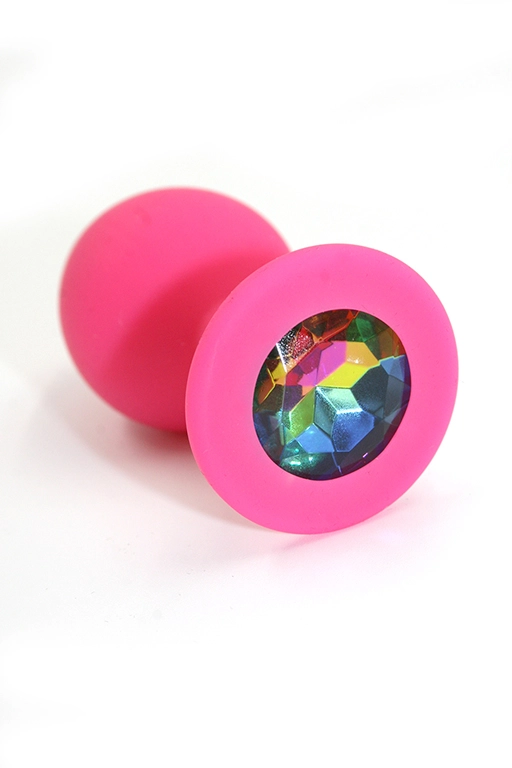Анальная втулка Kanikule Plugs, силикон, размер M, Ø 3,5 см, розовый/радужный
