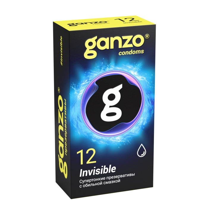 Презервативы Ganzo Invisible, супертонкие, с доп. смазкой, латекс, 18 см, 12 шт.