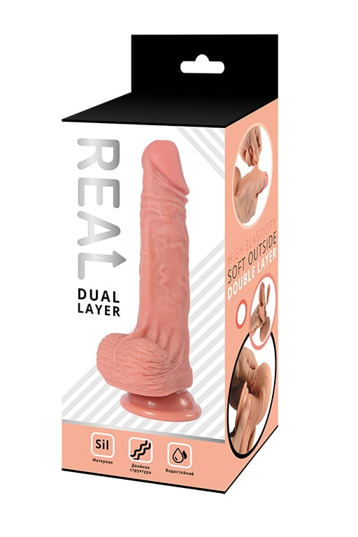 Реалистичный фаллоимитатор REAL Dual Layer, двойная кожа, 15х3,8 см.