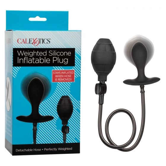 Расширяющаяся анальная втулка Weighted Silicone Inflatable Plug, силикон, M Ø 3,4 см, черный