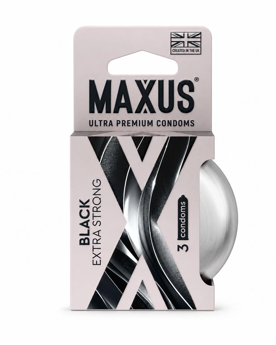 Презервативы MAXUS Extra Strong №3 в железном кейсе, черные, утолщенные, 3 шт