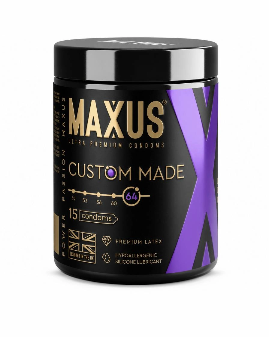 Презервативы MAXUS Custom Made 64 №15 в железном кейсе, увеличенные X-Edition, 15 шт