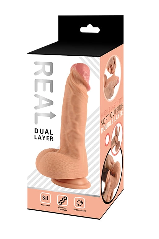 Реалистичный фаллоимитатор REAL Dual Layer, двойная кожа, 14 х 4 см.