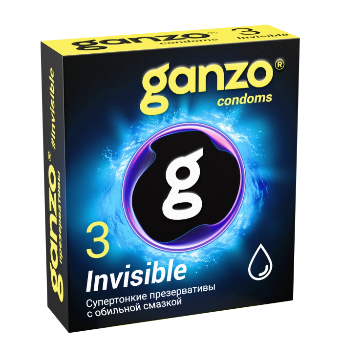 Презервативы Ganzo Invisible, супертонкие, с доп. смазкой, латекс, 18 см, 3 шт.