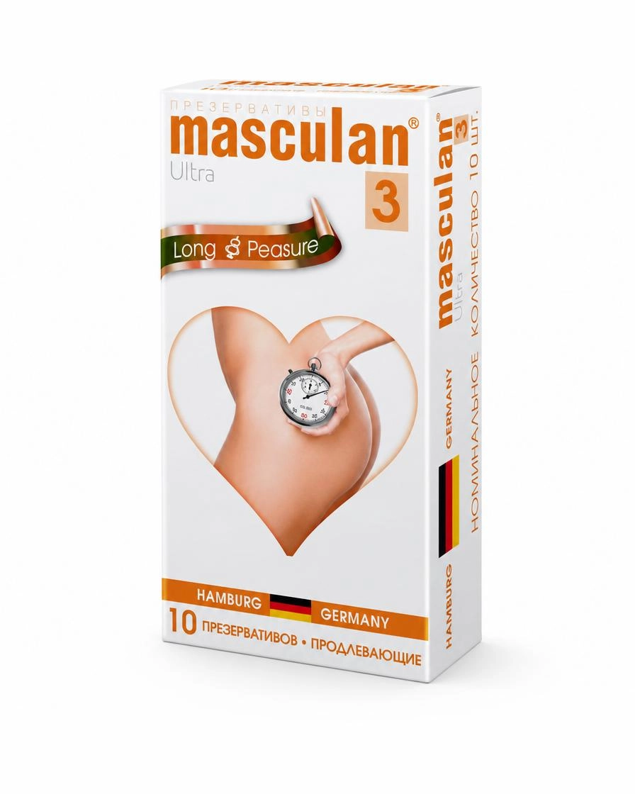 Презервативы Masculan Ultra 3, кольца и пупырышки с анестетиком (Long Pleasure), №10