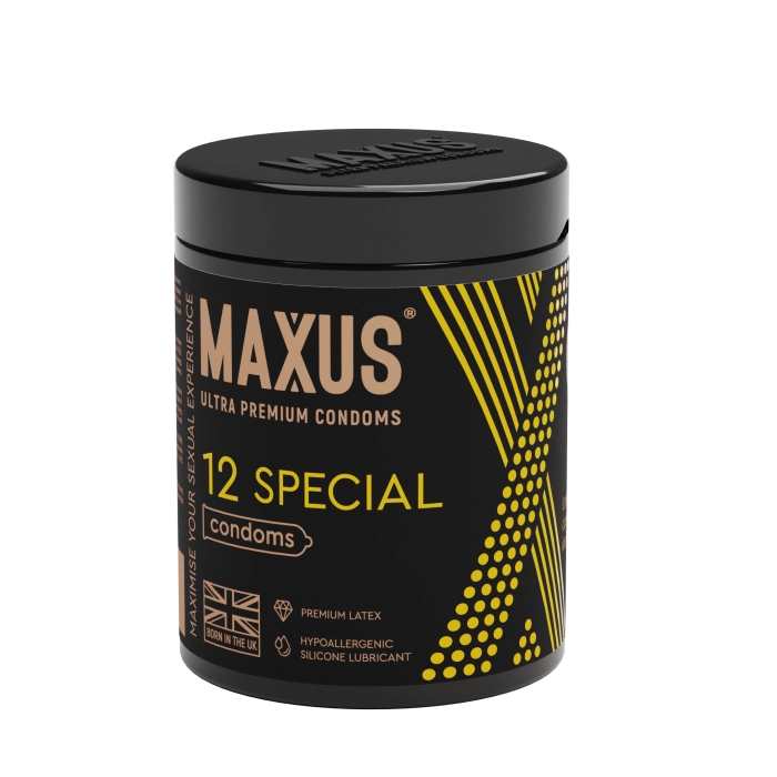Презервативы MAXUS Special №12 с железным кейсом, точечно-ребристые X-Edition, 12 шт
