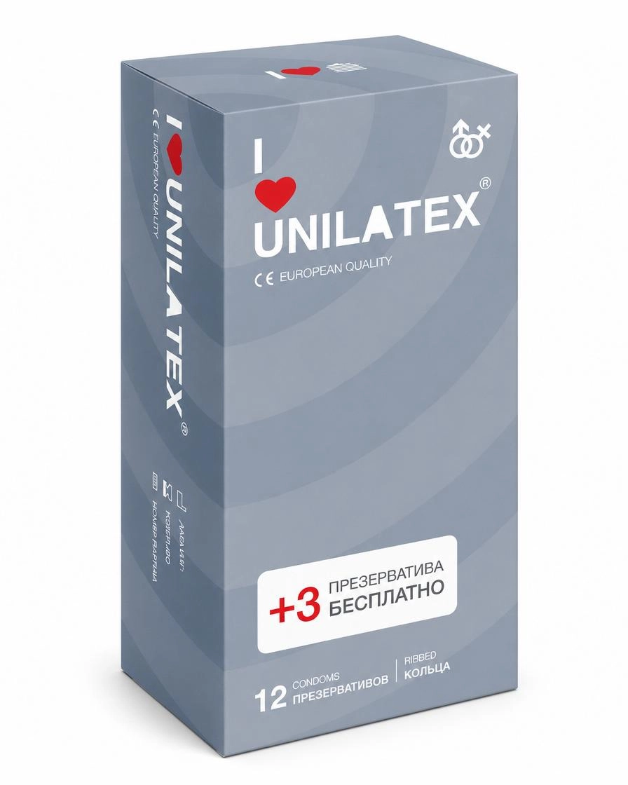 Unilatex Презервативы  Ribbed с рифленой поверхностью, 12 шт
