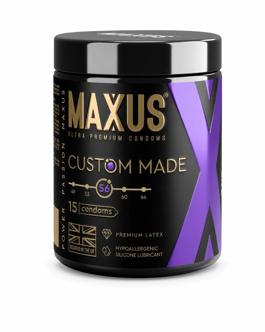 Презервативы MAXUS Custom Made 56 №15 в железном кейсе, увеличенные X-Edition, 15 шт